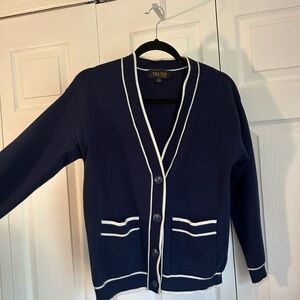 Classic Navy Cardigan with White Accents